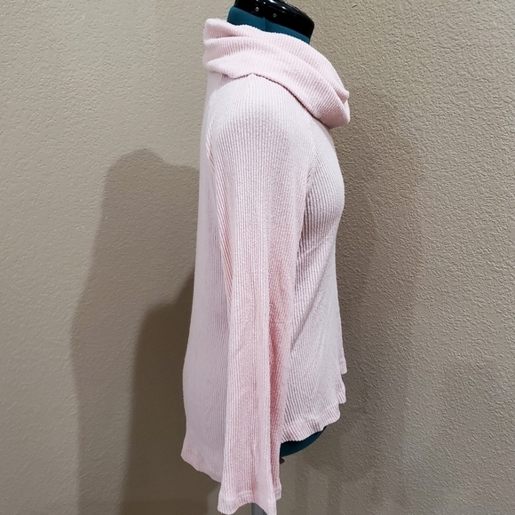 MAEVE BY ANTHROPOLOGIE BLUSH PINK SWEATER COWL NECK BELL SLEEVE TUNIC WOMEN XS - Picture 3 of 16
